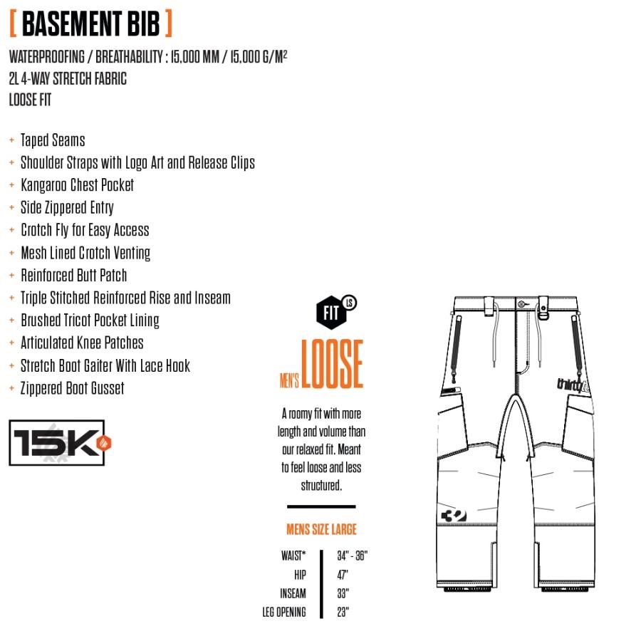 25-26 ThirtyTwo ウェア BASEMENT BIB 国内正規品 スノーボード ビブパンツの画像