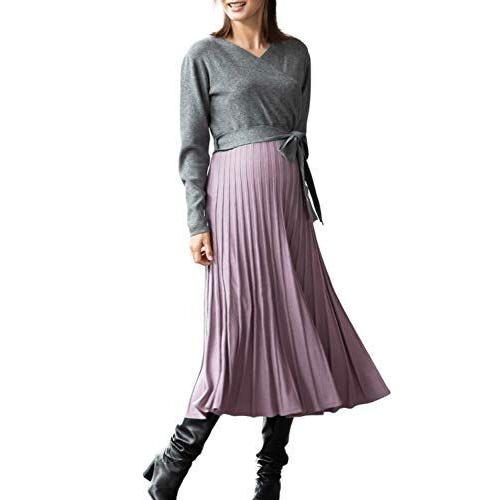 最高の Sweet Mommy マタニティ ワンピース 授乳服 ニット プリーツ カシュクール チクチクしないしっとりニット バイカラー 杢グレー 期間限定送料無料 Lamaimuaythaicamp Com