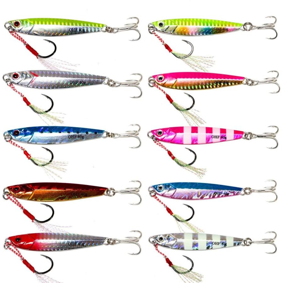 Ohf メタルジグ セット 30g 7 40g 8 メタルジグセット アシストフック付き ワラサ ブリ 釣り ジギング 40g10色セ スピンキャストリール Apsaojose Com Br