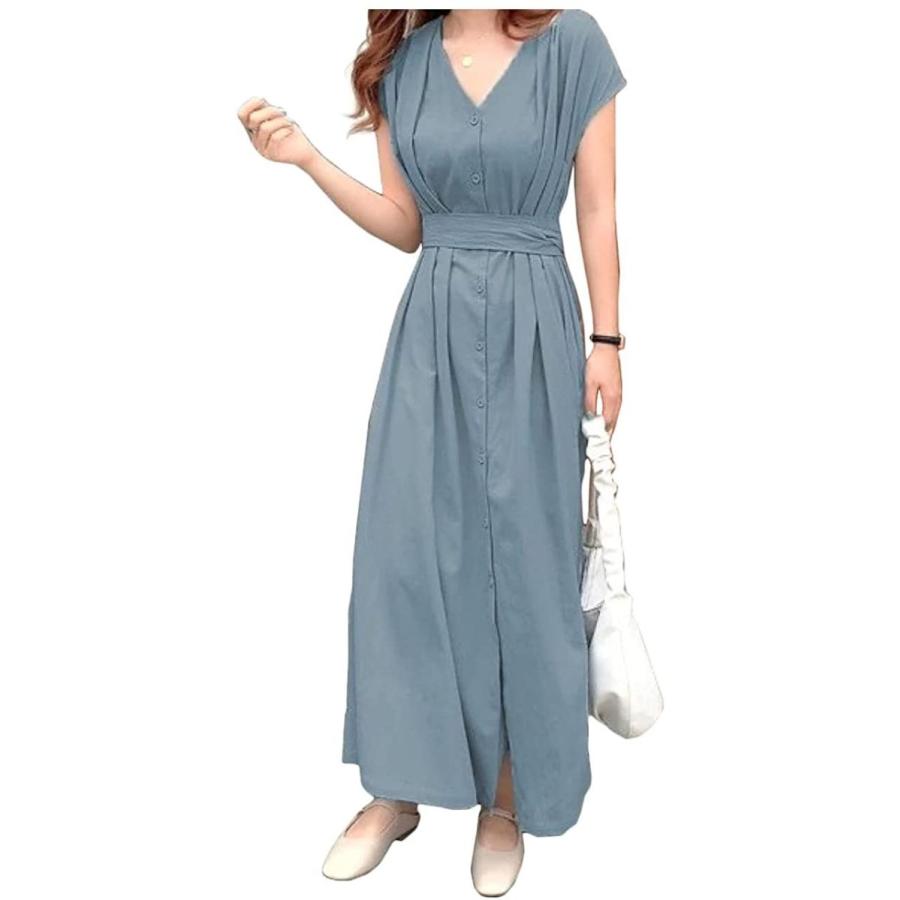 エムズ モア ロングワンピース 半袖 レディース 夏 フレンチスリーブ ワンピ ワンピース セットアップ シャツ ゆるシャツ ナチュラル K K Store 福岡本店 通販 Yahoo ショッピング