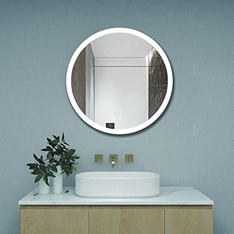 激安特価 Keonjinn ミラー 丸型led照明付き鏡 化粧鏡 洗面所 ライト付浴室鏡 洗面台 壁掛けタイプ おしゃれ 50x50cm丸型 海外正規品 Turningheadskennel Com