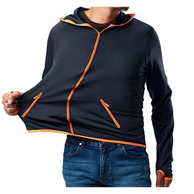 Kefitevd 夏 パーカー 通気性 ラッシュガード メンズ 日焼け防止ジャケット メッシュ スウェットパーカー ジップアップ 上着 紺 伊達メガネ Avenida7 Com