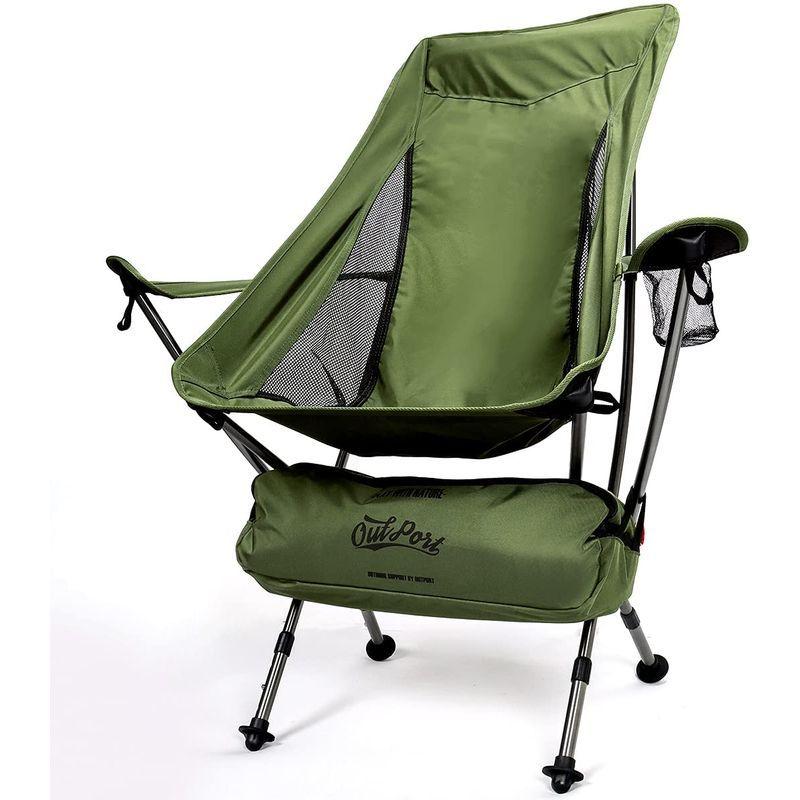 海外ブランド Outport アウトドアチェア オリーブグリーン リクライニング 椅子 キャンプ コンパクト 軽量 イス 折りたたみ ハイバック アウトドアチェア Pathwaysfl Org