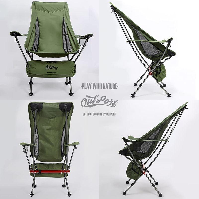 海外ブランド Outport アウトドアチェア オリーブグリーン リクライニング 椅子 キャンプ コンパクト 軽量 イス 折りたたみ ハイバック アウトドアチェア Pathwaysfl Org