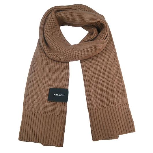 COACH（コーチ） マフラー WOVEN PATCH KNIT SCARF DARK CAMEL ダーク