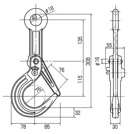 HHH スリーエッチ ラッチロック式 チェーンフック 3ton CLL3 
