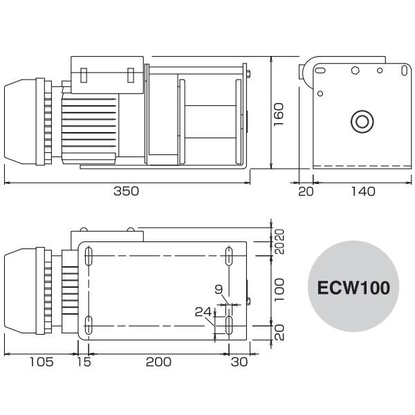 HHH スリーエッチ 単相100V 電動ウインチ ECW100 荷重100kg HHH スリーエッチ 単相100V 電動ウインチ ECW100 荷重100kg