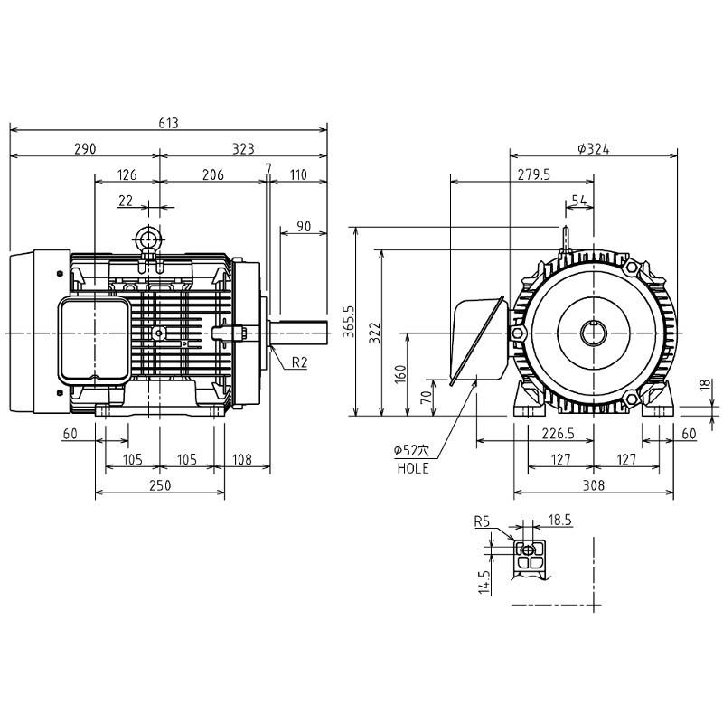 東芝 IKKH3-FBKA21E-4P-11KW 200V 三相モーター 屋内 全閉外扇形 脚取付 プレミアムゴールドモートル 高効率モータ｜wno｜02