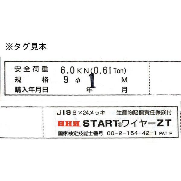 HHH スリーエッチ JISトゲ無し 玉掛けワイヤー 径6mm 長さ2m ZT6mm×2m 【2本セット】｜wno｜03