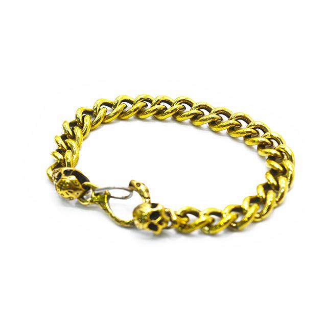 galcia/ガルシア】「Calavera Head&Snake Hook Brass Bracelet