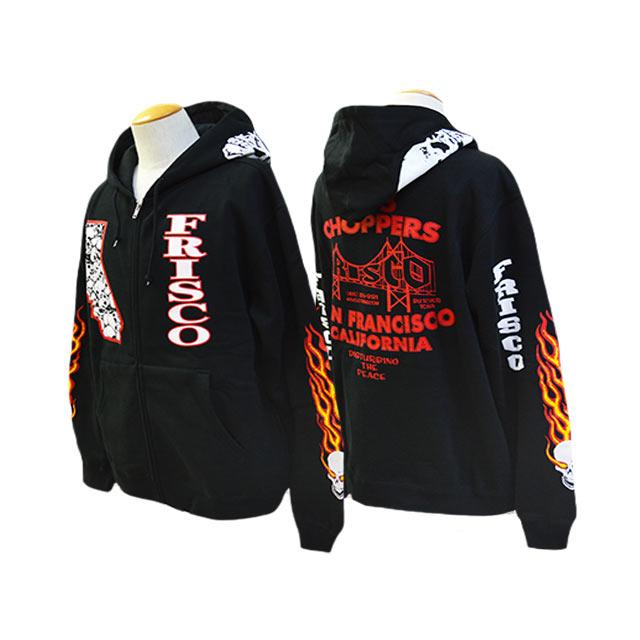【希少】FRISCO フリスコ 415 Clothing　ゲットバックウィップ 415 CLOTHING/415クロージング】「Printed Zip Hoodie”SKULL&FRISCO