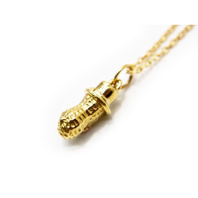 【Peanuts&Co/ピーナッツカンパニー】「Small BERO Peanuts Pendant Top with Diamond＆Necklace Chain」(K10GD×K10PKGD)の画像