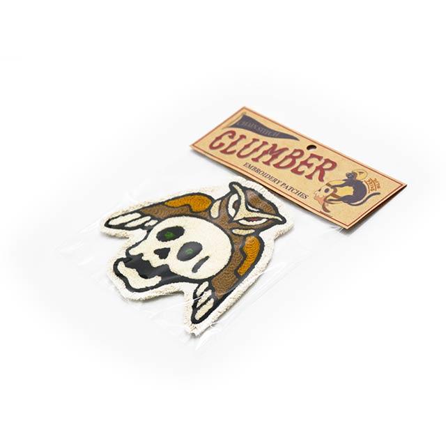 【CLUMBER/クランバー】「Chain Stitch Embroidery Patch”OWL SKULL”/チェーンステッチエンブロイダリーパッチ”オウルスカル”」(ハーレー/ウルフパック) | 