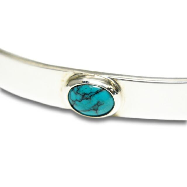 【FIRST ARROW's/ファーストアローズ】「Flat Hammered 8mm Plane Bungle with Turquoise/ターコイズ付き平打8mmプレーンバングル」(BR-017)(ウルフパック)_3