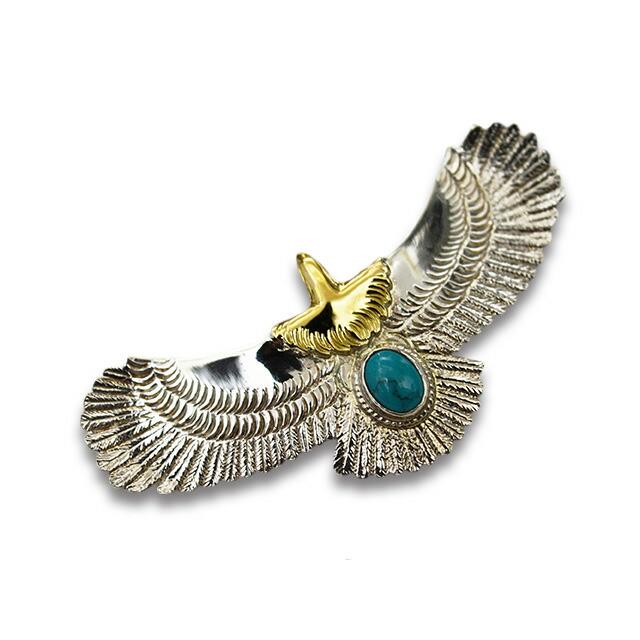 【FIRST ARROW's/ファーストアローズ】「Medium Eagle with Turquoise/ターコイズ付きミディアムイーグル」(P-510)(ネイティブ/アクセサリー/ウルフパック)の画像