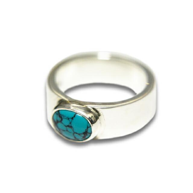 【FIRST ARROWs/ファーストアローズ】「Flat Hammered 8mm Plane Ring with Turquoise/ターコイズ付き平打8mmプレーンリング」(R-081)(ウルフパック) FIRST ARROWs/ファーストアローズ Flat Hammered 8mm Plane Ring with Turquoise/ターコイズ付き平打8mmプレーンリング