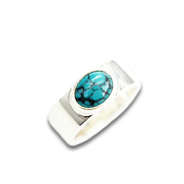 【FIRST ARROWs/ファーストアローズ】「Flat Hammered 8mm Plane Ring with Turquoise/ターコイズ付き平打8mmプレーンリング」(R-081)(ウルフパック) FIRST ARROWs/ファーストアローズ Flat Hammered 8mm Plane Ring with Turquoise/ターコイズ付き平打8mmプレーンリング