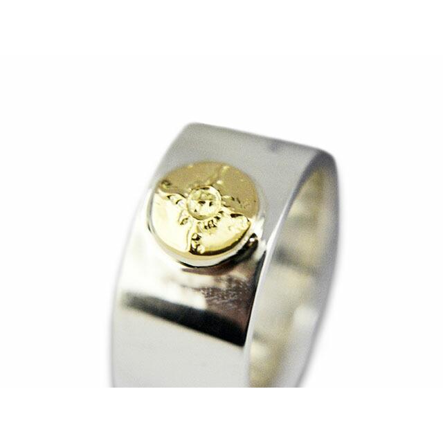 【FIRST ARROW's/ファーストアローズ】「Flat Hammered 12mm Plane Ring with K18/K18付 平打12mmプレーンリング」(R-152)(アクセサリー/ウルフパック)の画像