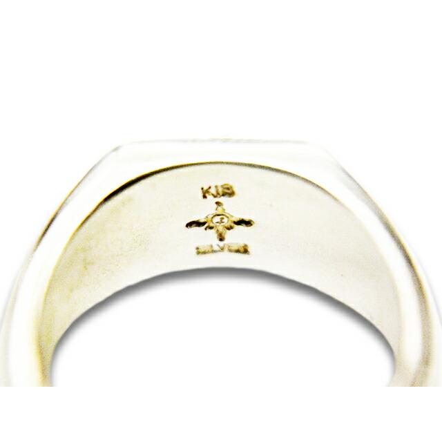 【FIRST ARROW's/ファーストアローズ】「Square Stamp Stand Ring with K18/K18付きスクエア印台リング」(R-171)(ネイティブ/アクセサリー/ウルフパック)の画像