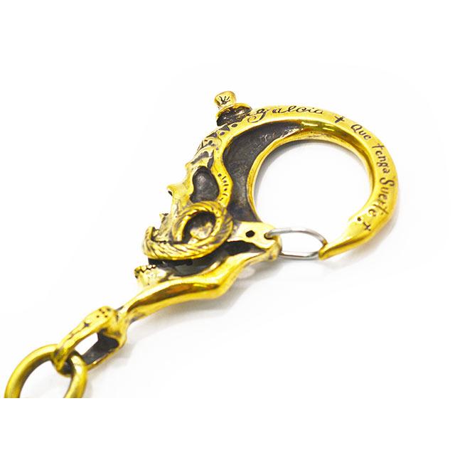【galcia/ガルシア】「Mexican Skull Brass Wallet Chain/メキシカンスカルブラスウォレットチェーン」(25WCB-MSM001BB)(ハーレー/アメカジ/ウルフパック)の画像