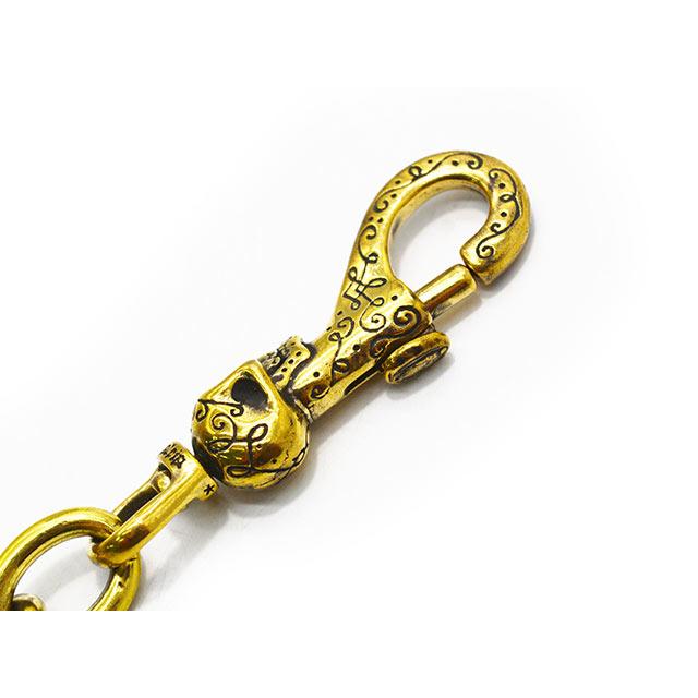 【galcia/ガルシア】「Mexican Skull Brass Wallet Chain/メキシカンスカルブラスウォレットチェーン」(25WCB-MSM001BB)(ハーレー/アメカジ/ウルフパック)の画像