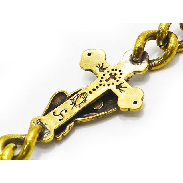 【galcia/ガルシア】「Mexican Skull&Playing Hand Brass Wallet Chain/メキシカンスカル&プレイングハンドブラスウォレットチェーン」(25WCB-MSP001BB)の画像
