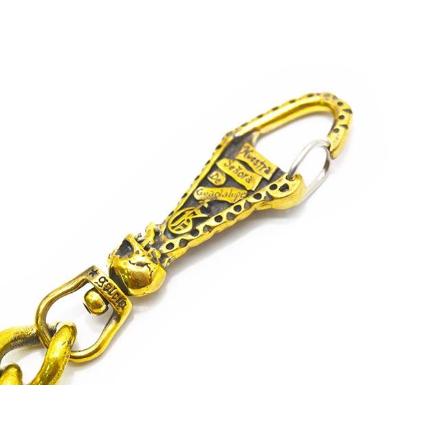 【galcia/ガルシア】「Mexican Skull&Playing Hand Brass Wallet Chain/メキシカンスカル&プレイングハンドブラスウォレットチェーン」(25WCB-MSP001BB)の画像