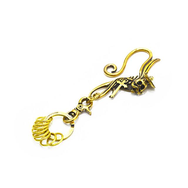 【最終値下げ】galcia ガルシア スカル キーホルダー ブラス galcia/ガルシア】「Swallow Skull Brass Key Holder Hook/スワロー