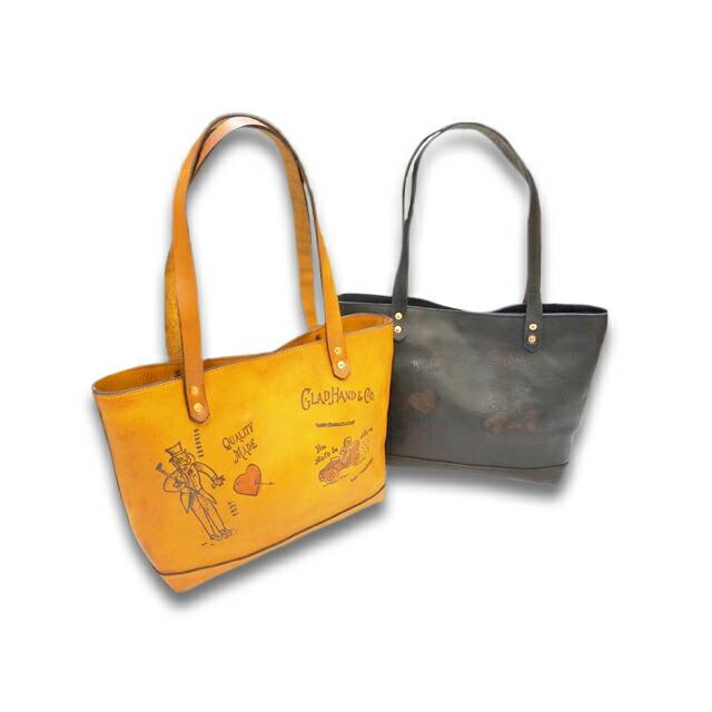 全2色【GLAD HAND/グラッドハンド】×【vasco/ヴァスコ】「Leather Travel Tote Bag”GLAD POSTALS”/レザートラベルトートバッグ”グラッドポスタルズ”」の画像