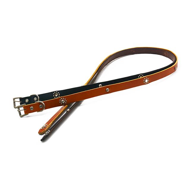 全2色【HTC/エイチティーシー】「0.75inch Leather Studs Belt"Flower Stone 40”/0.75インチレザースタッズベルト”フラワーストーン40”」(アメカジ)の画像
