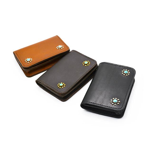 希少 HTC ミニウォレット ケース フラワースタッズ ターコイズ HTC エイチティーシー MULTI CARD CASE FLOWER STONE TQ スタッズ