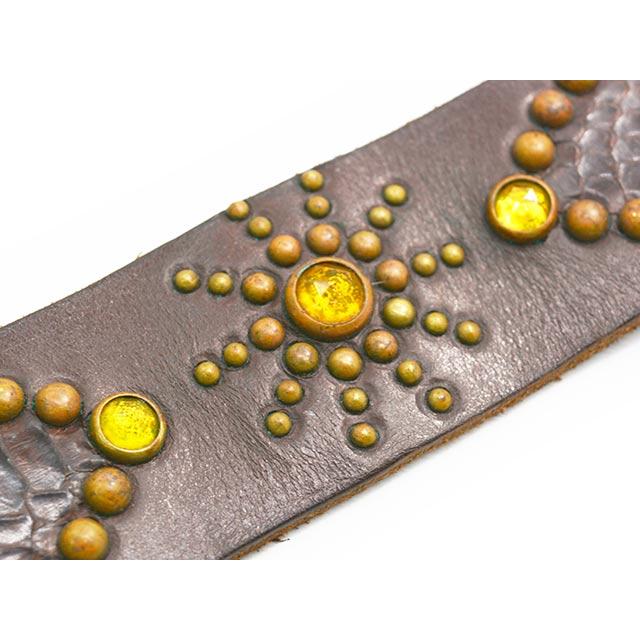 【HTC(Hollywood Trading Company)/エイチティーシー(ハリウッドトレーディングカンパニー)】「Leather Studs Belt"Overlay Peanuts Snake”」の画像