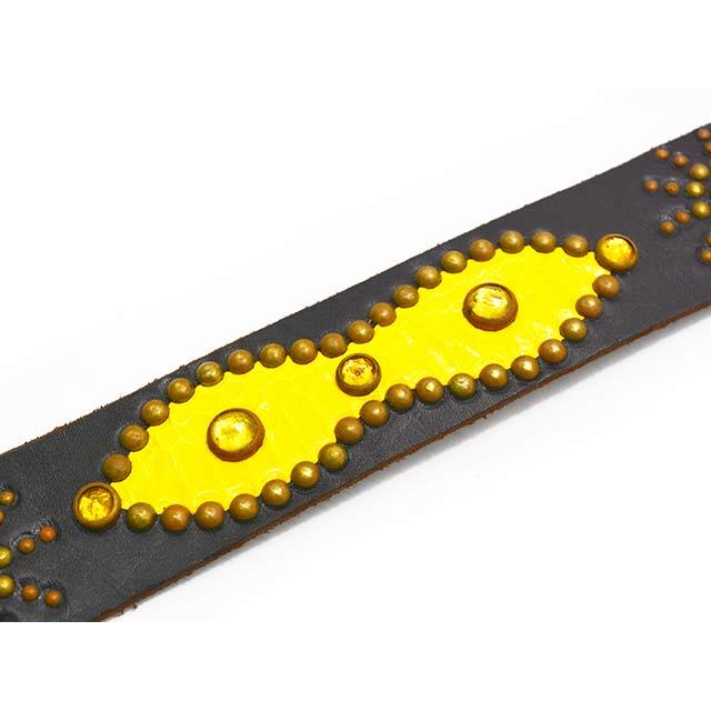 【HTC(Hollywood Trading Company)/エイチティーシー(ハリウッドトレーディングカンパニー)】「Leather Studs Belt"Overlay Peanuts Snake”」の画像
