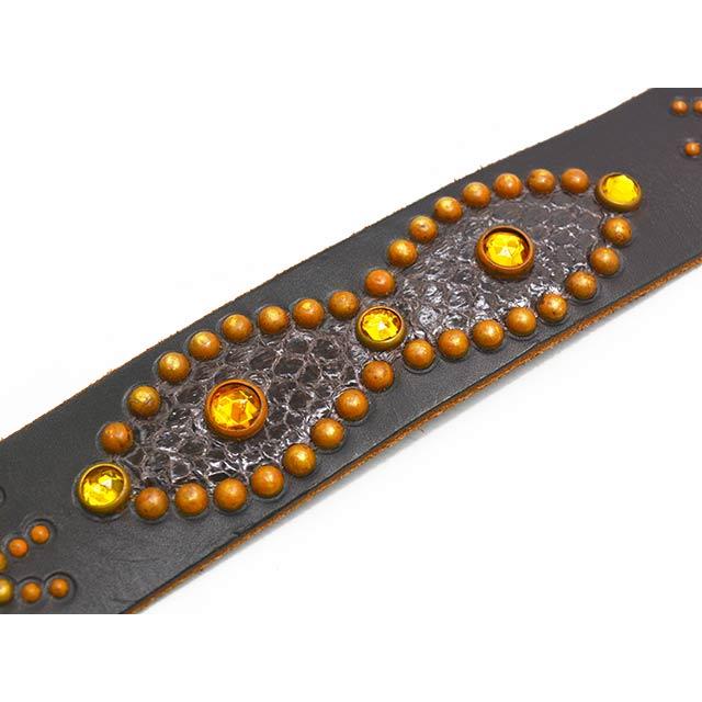 【HTC(Hollywood Trading Company)/エイチティーシー(ハリウッドトレーディングカンパニー)】「Leather Studs Belt"Overlay Peanuts Snake”」の画像