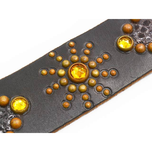 【HTC(Hollywood Trading Company)/エイチティーシー(ハリウッドトレーディングカンパニー)】「Leather Studs Belt"Overlay Peanuts Snake”」の画像