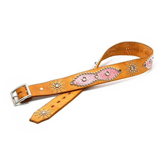 【HTC(Hollywood Trading Company)/エイチティーシー(ハリウッドトレーディングカンパニー)】「Leather Studs Belt"Overlay Peanuts Snake”」の画像
