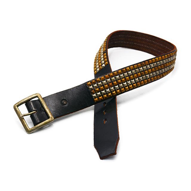 【HTC(Hollywood Trading Company)/エイチティーシー】「Leather Studs Belt"5 Row Pyramid”/レザースタッズベルト”5連ピラミッド”」(アメカジ/ウルフパック)の画像