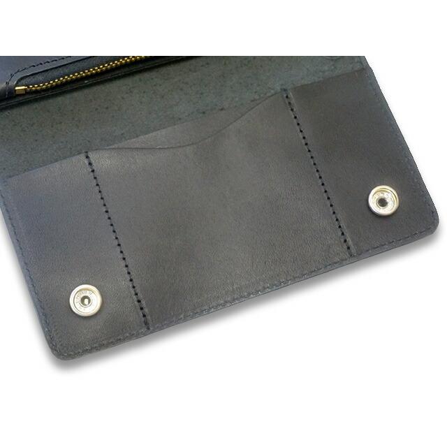 【HWZN BROSS/ハウゼンブロス】「Leather Long Wallet”Silver925 Button”/レザーロングウォレット”シルバー925ボタン”」(ハーレー/WOLF PACK/ウルフパック)の画像