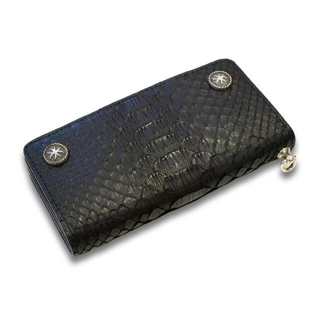 【HWZN BROSS/ハウゼンブロス】「Diamond Python Leather Long Wallet/ダイアモンドパイソンレザーロングウォレット」(Silver925)(ハーレー/ウルフパック)の画像