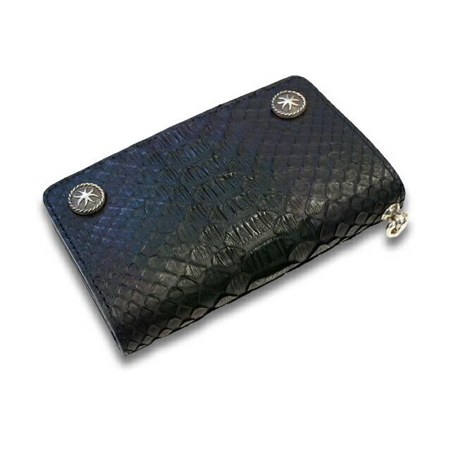 【HWZN BROSS/ハウゼンブロス】「Diamond Python Leather Middle Wallet/ダイアモンドパイソンレザーミドルウォレット」(Silver925)(ハーレー/ウルフパック)の画像