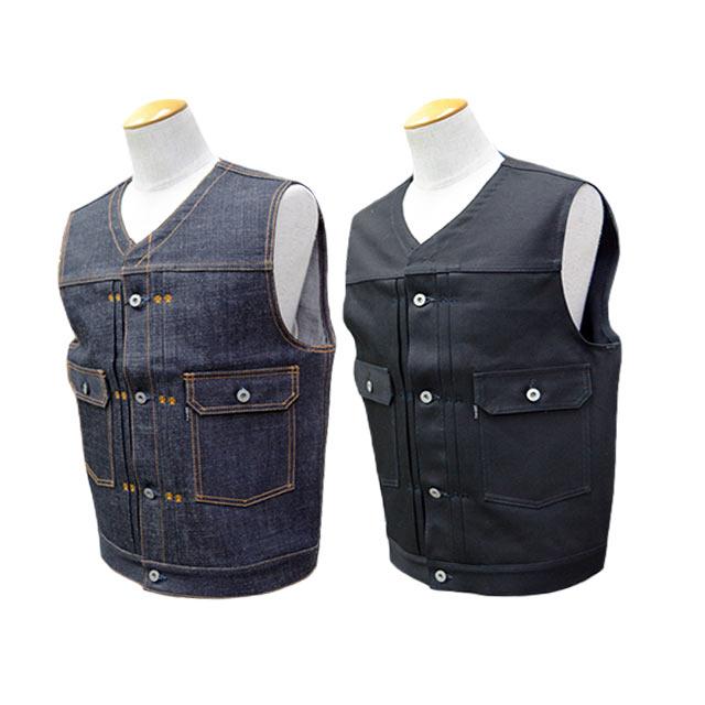 全2色【RED TAiL/レッドテイル】「Cross Denim Vest”6th No Collar