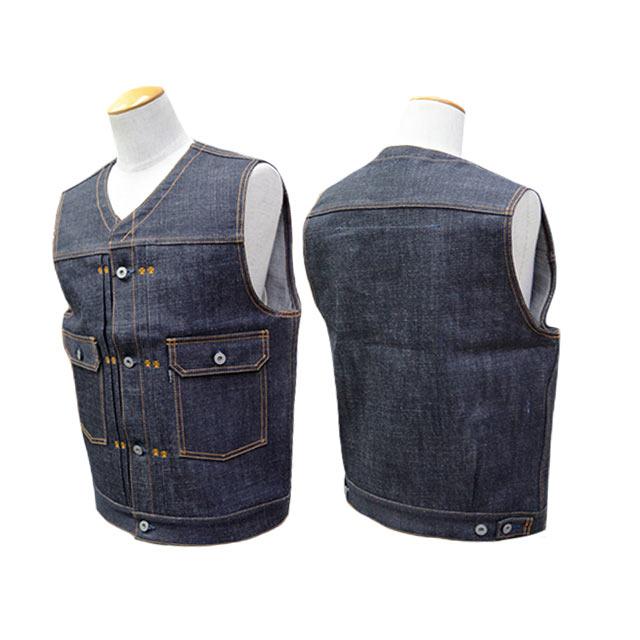 全2色【RED TAiL/レッドテイル】「Cross Denim Vest”6th No Collar