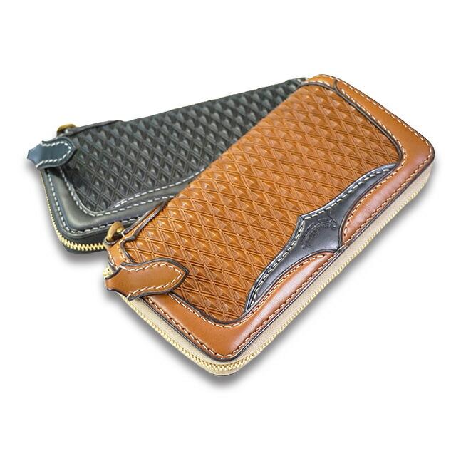 全2色【Round head/ラウンドヘッド】「Diamond Carving Round Zip Wallet/ダイアモンドカービングラウンドジップウォレット」【受注生産品】(ウルフパック)の画像