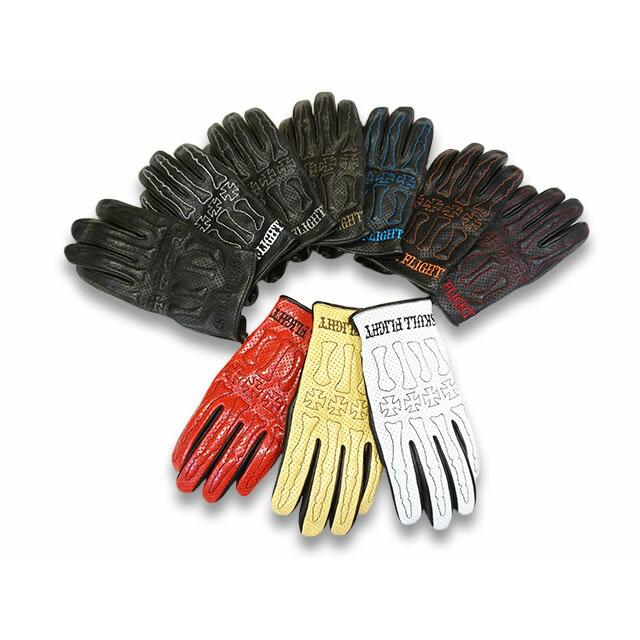 全10色【SKULL FLIGHT/スカルフライト】「Punching Mesh Bone Glove