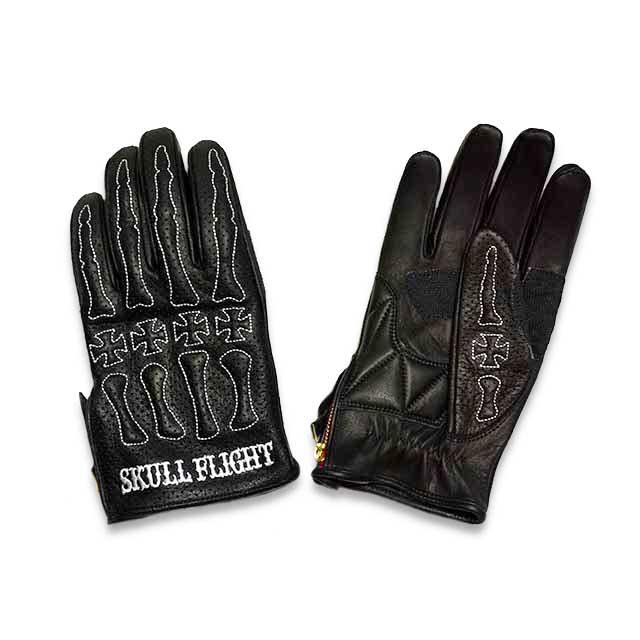 全10色【SKULL FLIGHT/スカルフライト】「Punching Mesh Bone Glove