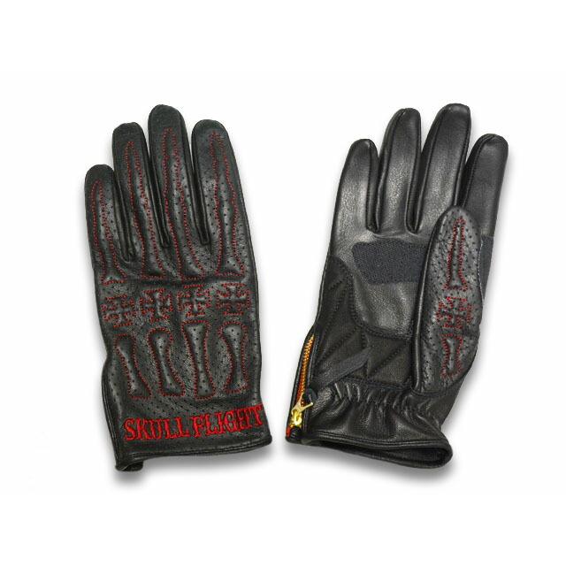 全10色【SKULL FLIGHT/スカルフライト】「Punching Mesh Bone Glove