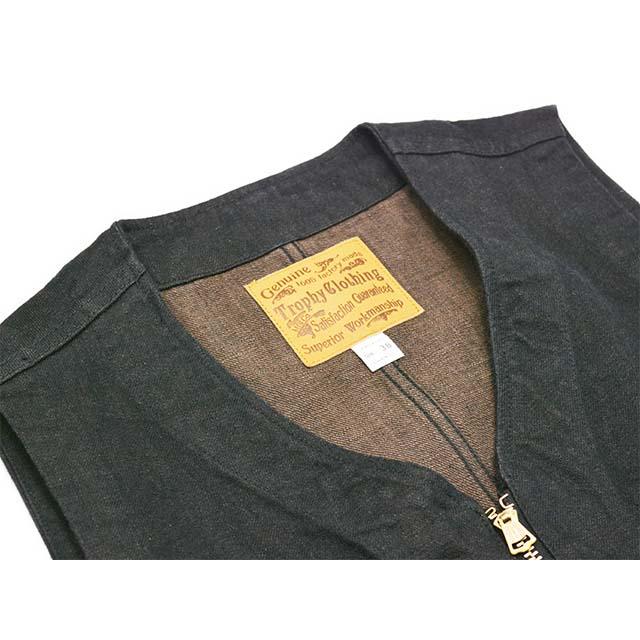 TROPHYclothing ブラック ジッパーベスト サイズ40 TROPHY CLOTHING/トロフィークロージング】2024SS「Blackie Vest