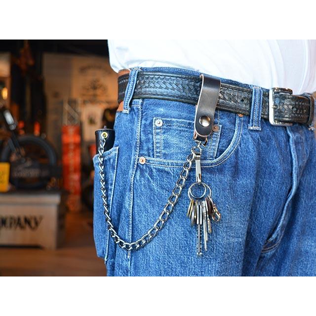 ヴィンテージレザースタッズ付きウォレットチェーン ankoROCK ウォレットチェーン an meets zakka ピラミッドスタッズ