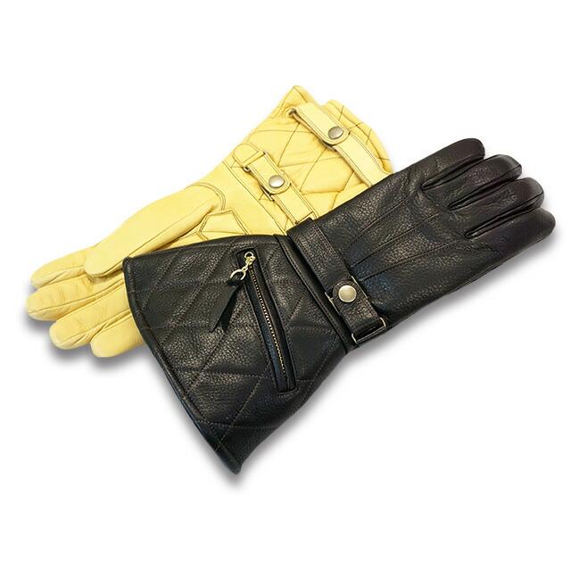 全2色【POWWOW/パウワウ】「The Gauntlet Glove”Type2”/ザ・ガントレットグローブ”タイプ2”」(レザーグローブ/ハーレー/チョッパー/バイカー/ウルフパック) |  | 01