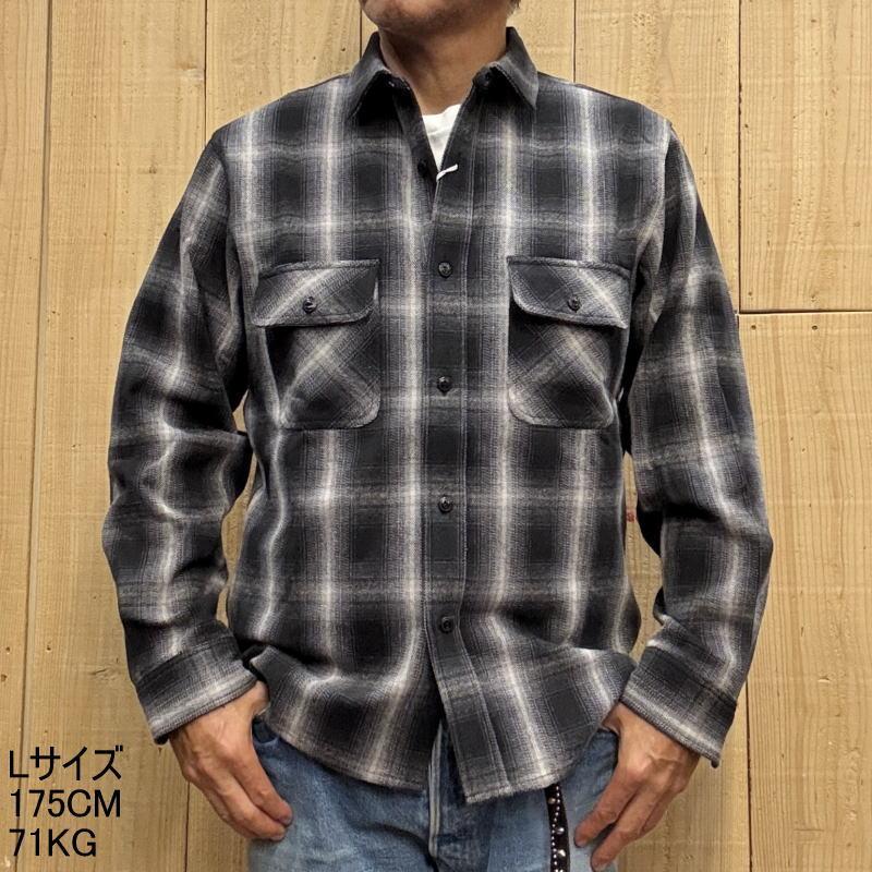 BIG MIKE（ビッグマイク） ヘビーフランネルシャツ ブラック×オフ